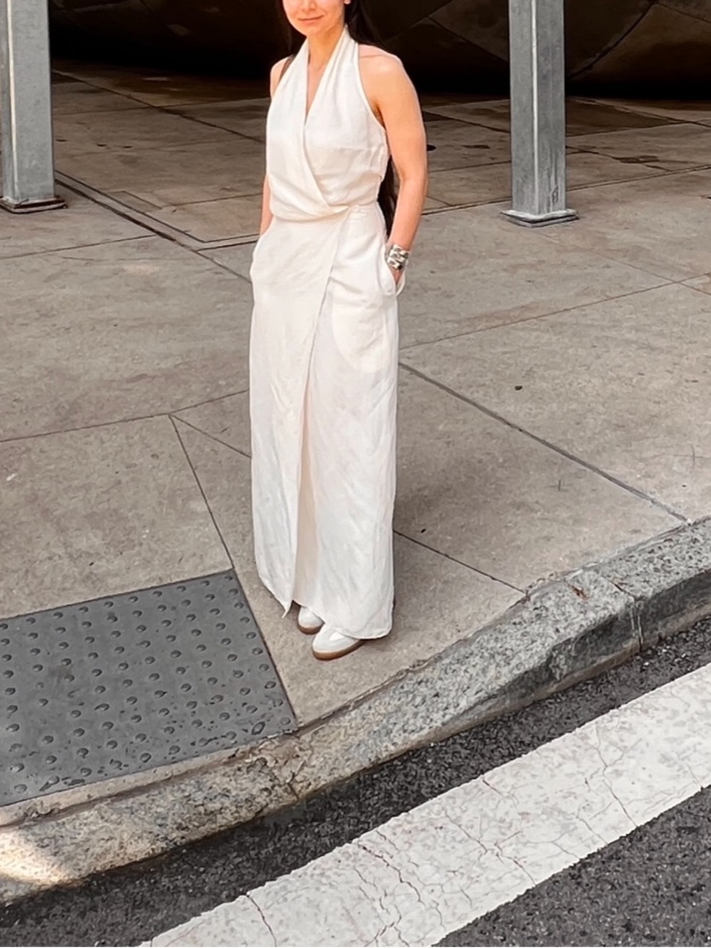 Wrap silk / Linen Halter Dress by RAEY